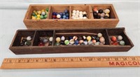 Marbles - (2) Wooden Boxes - Some Jadite
