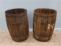 (2) Small Wooden Barrels