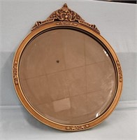 Round Gold Framed Beveled Mirror