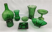 Variety of Green Glass / Wine Jug / Vases /