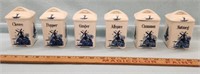 (6) Spice Jars Blue Dutch - Made in Germany
