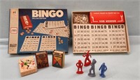 Vintage Bingo Game / Plastic Cowboy & Indian Toys/