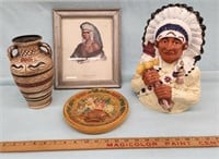 Indian Chief Cookie Jar / Ceramic Vase / Pawnee