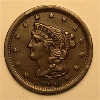 1853 1/2 CENT AU53