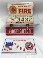 Lot Of 4 Firefighter License Plate Tags