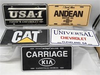 Lot Of 5 Auto Dealer + USA1 Chevy + Cat Tags