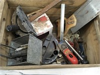 Wood Crate With Tools Saws