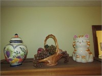 cat cookie jar,vase & basket