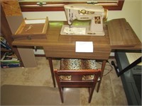 2 singer sewing machines,cabinet & chairs