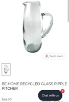 BE HOME RECYCLED GLASS RIPPLE PITCHER