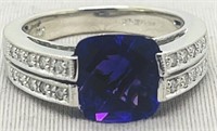 14KT WHITE GOLD 2.00CTS AMETHYST & .40CTS DIAMOND