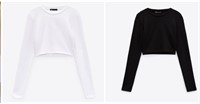 2 x Zara Sz S Cropped long sleeve T-shirt with a