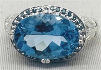 14KT WHITE GOLD 8.80CTS TOPAZ & .41CTS BLUE DIA.