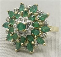 14KT YELLOW GOLD 1.60CTS EMERALD & .10CTS DIA.