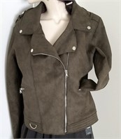 Size L faux suede Moro jacket - green/brown - Dex