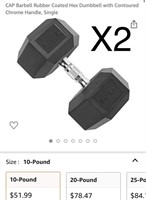 X2 CAP Barbell Rubber Coated Hex Dumbbell with
