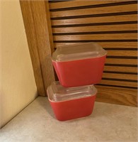 Vintage Small Red Refrigerator Dishes
