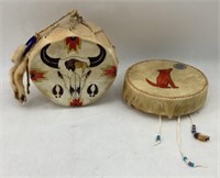 2 Painted Indian Drums