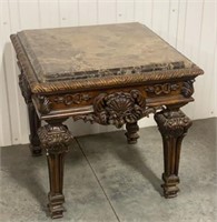 Carved Marble Top Side Table