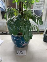 Porcelain Flower Pot with Fake Plant