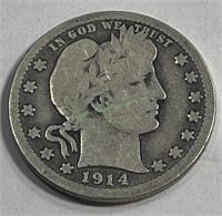 1914 d Barber Quarter Dollar