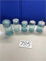 Various Blue Mason Jars