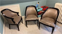 Set of three gray rolling chairs