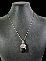 Brighton Necklace with Lg Black Faceted Pendant
