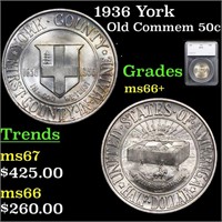1936 York Old Commem Half Dollar 50c Graded ms66+