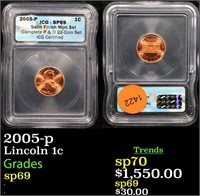 2005-p Lincoln Cent 1c Graded sp69 By ICG