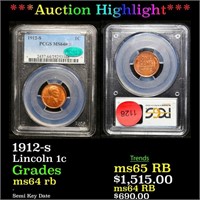 ***Auction Highlight*** PCGS 1912-s Lincoln Cent 1