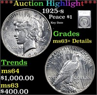 ***Auction Highlight*** 1925-s Peace Dollar $1 Gra
