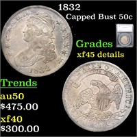 1832 Capped Bust Half Dollar 50c Graded xf45 detai