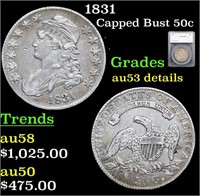 1831 Capped Bust Half Dollar 50c Graded au53 detai