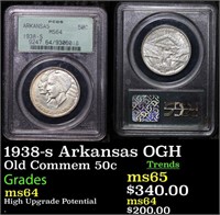 PCGS 1938-s Arkansas Old Commem Half Dollar OGH 50