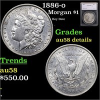 1886-o Morgan Dollar $1 Graded au58 details By SEG