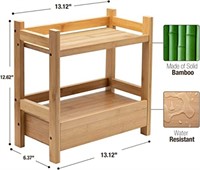 2-Tier Bamboo Countertop Shelf With Drawer
