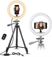 UBeesize 10" Selfie Ring Light with 50" Ext Tripod