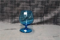 Blue Glass Footed Bowl Goblet