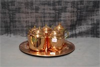 Copper lidded set & serving tray