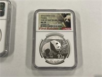 2016 China Silver 10 Yuan MS 70 NGC 30g 999 Silver