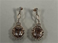 14k Morganite Beryl and Diamond Earrings