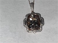 14K Rose Gold Ladys Morganite and Diamond Necklace