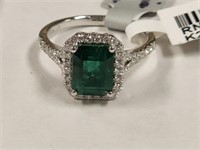 14K Gold Emerald and Diamond Lady's Ring