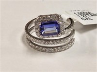 18K White Gold Tanzanite and Diamond Lady's Ring