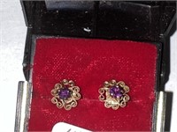 14K Gold Amethyst Earrings