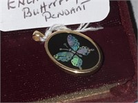 14K Enlaid Butterfly Pendant