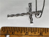 925 Sterling Creed Necklace w/ Cross 18.37 grams