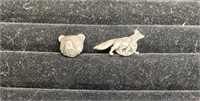 Sterling Silver Fox and Bear Pins