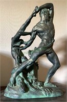 Bronze over plaster sculpture statue of Hercules